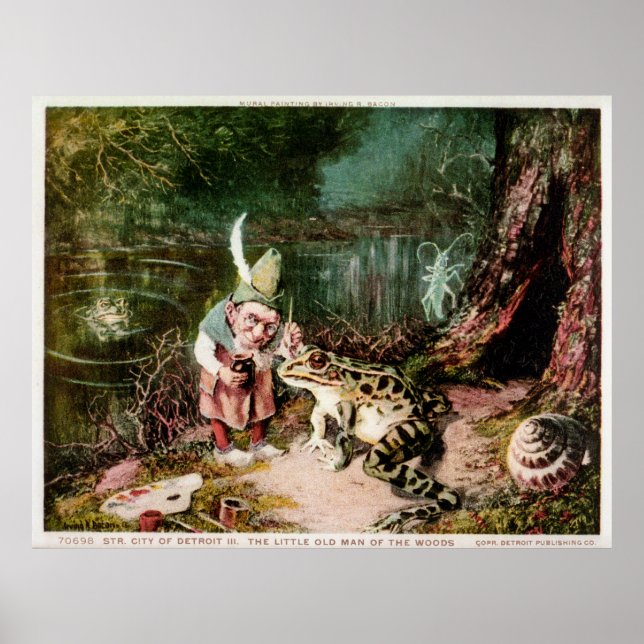 Póster El pequeño anciano de la cosecha mural de Woods (Frente)