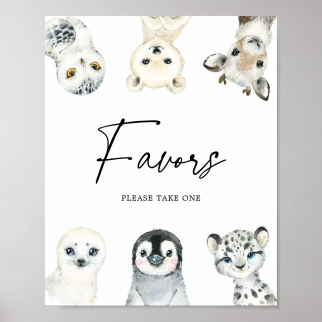 Póster El pequeño Baby Shower ártico favorece el Rótulo (Frente)