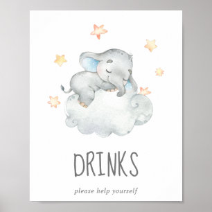 Póster El pequeño elefante Baby Shower bebe Rótulo