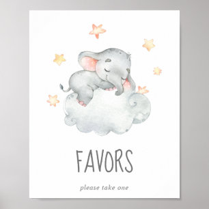 Póster El pequeño elefante Chica Baby Shower favorece el 