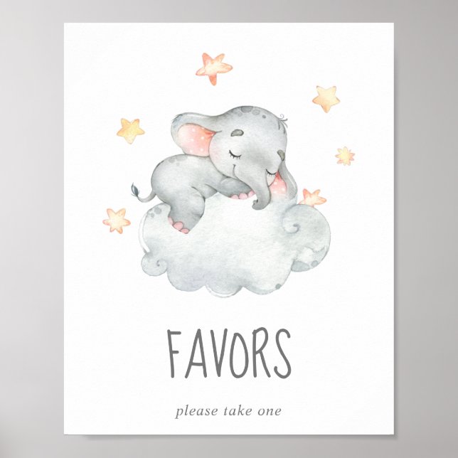 Póster El pequeño elefante Chica Baby Shower favorece el  (Frente)