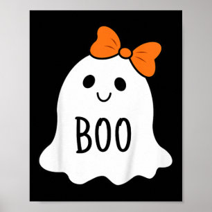 Póster El Pequeño Fantasma De Boo De Halloween Con Un Hal