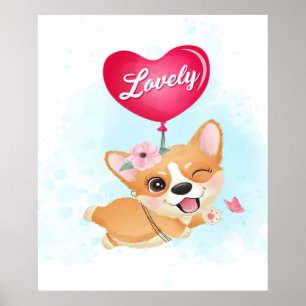 Póster El pequeño y encantador Corgi   Regalos En Blanco 
