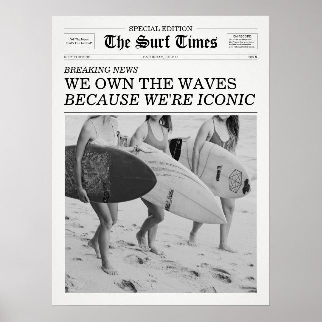Póster El Periódico Surf Times Nosotros Poseemos Las Olas (Frente)