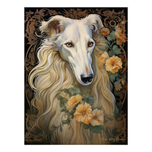 Póster El perro Borzoi 001 - Natalia Mucha