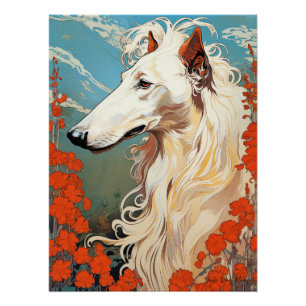 Póster El perro Borzoi 003 - Natalia Mucha