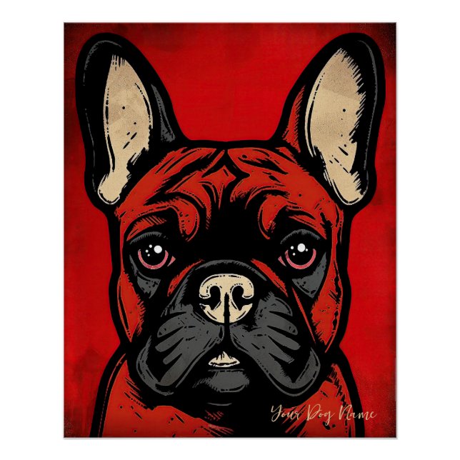 Póster El perro Bulldog francés, rojo y negro 2001 - Ulis (Anverso)