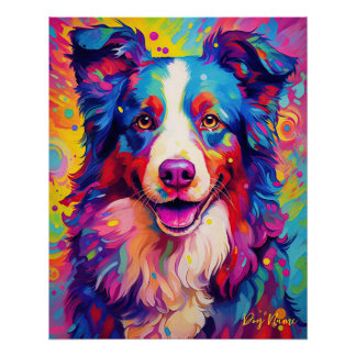 Póster El perro collie fronterizo 001 - Zetton Ziana