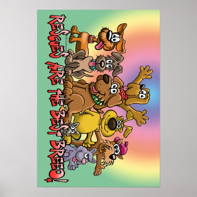 Póster ¡El perro de rescate es la mejor raza! (Frente)