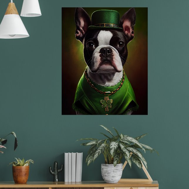 Póster El perro del Boston Terrier en el vestido del Día  (Salón 1)