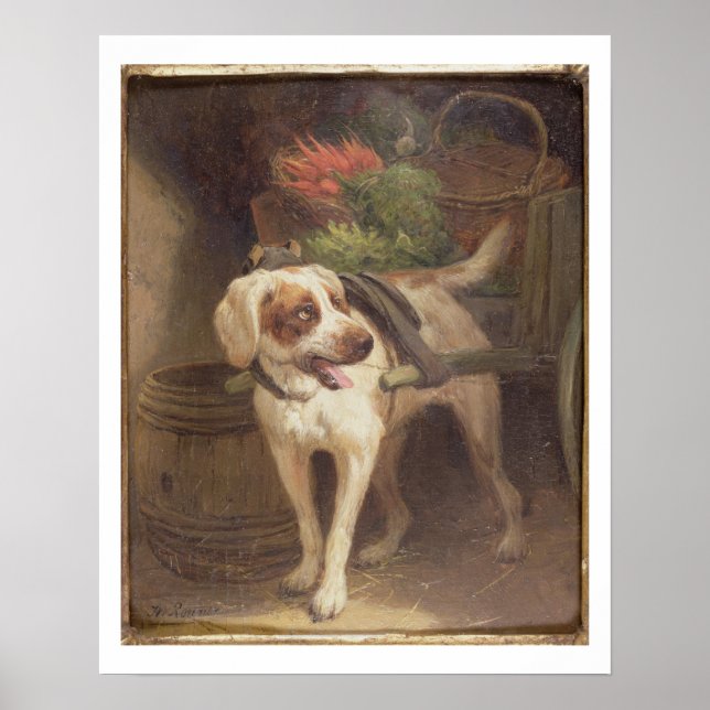 Póster El perro del Grocer (aceite en el panel) (Frente)