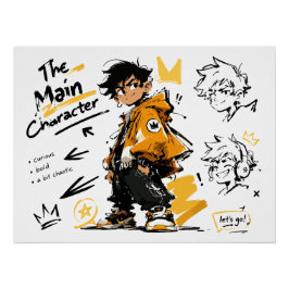 Póster El Personaje Principal Anime Estilo Arte Cool
