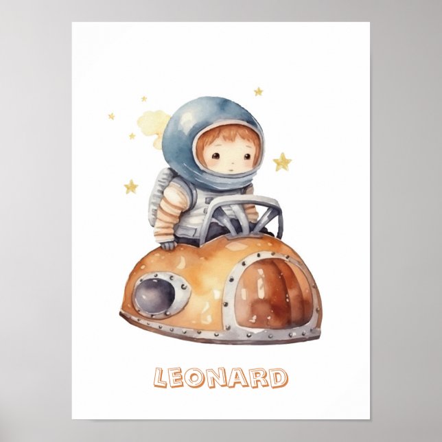 Póster El Personalizable del coche del pequeño astronauta (Frente)