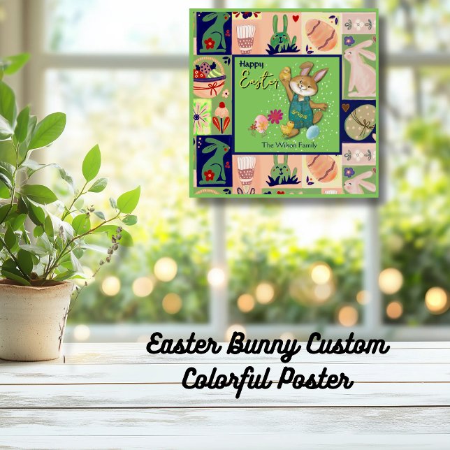 Póster El Personalizado del conejo de Pascua (Easter Bunny Custom Colorful Poster)