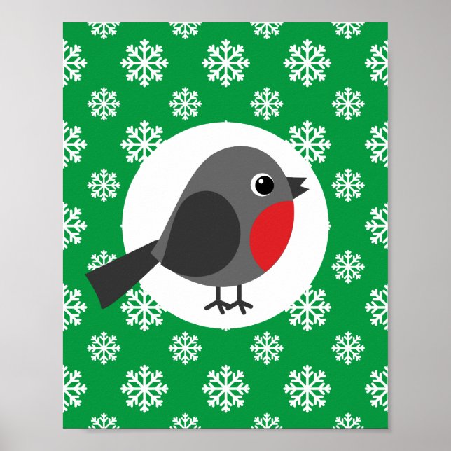 Póster El Personalizado Robin con las copas de nieve (Frente)
