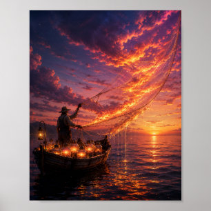 Póster El pescador que atrapa puestas de sol