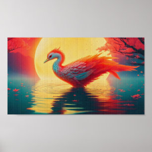 Póster El Phoenix Recargando a la luz de la luna