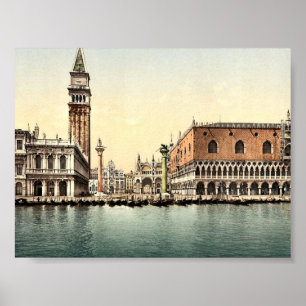 Póster El Piazzetta, obra clásica Photochrom de Venecia,