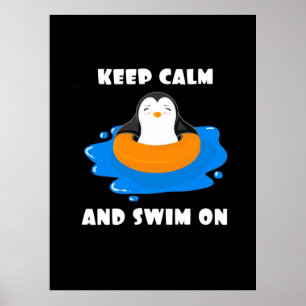 Póster El Pingüino Mantenga La Calma Y Bañe
