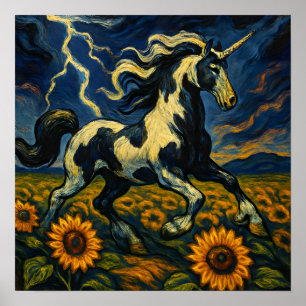 Póster El pinto unicornio en una tormenta