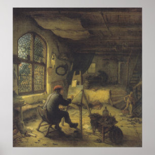 Póster El pintor en su taller (estudio de artista)