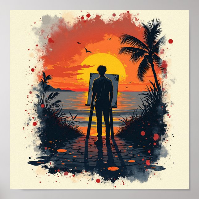 Póster El pintor se sorprendió con su pintura (Frente)