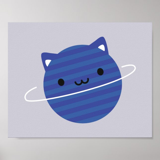 Póster El planeta gato Kawaii en el espacio (Frente)