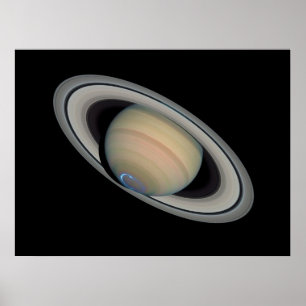 Póster El planeta Saturno con Auroras