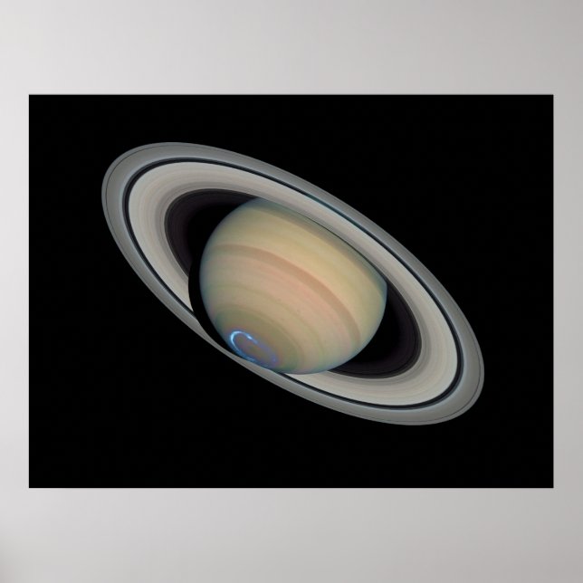 Póster El planeta Saturno con Auroras (Frente)