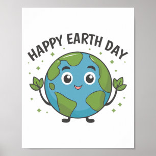 Póster El planeta Tierra lindo dice feliz Día de la Tierr