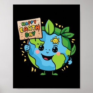Póster El planeta Tierra lindo dice feliz Día de la Tierr