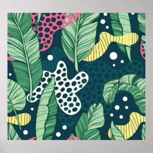 Póster El plátano deja colores abstractos y de moda