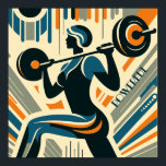 Póster El poderoso Art Deco de Levantamiento de Peso de l<br><div class="desc">Decoran la pared con este poster de diseño Art Decó de una mujer levantando una barbacoa. Fuerza y potencia mostradas en una imagen. Perfecto para todo aquel que esté comprometido con el entrenamiento de peso y la escultura corporal. Ideal para una habitación, oficina o como decoración en un gimnasio. Gran...</div>