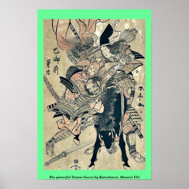Póster El poderoso Tomoe Gozen de Katsukawa, Shuntei Uki (Frente)