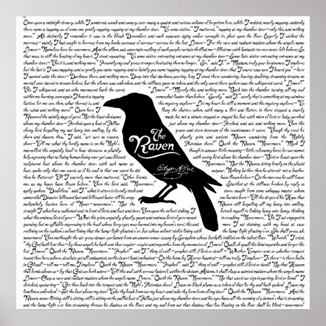 Póster El poema completo de Raven de Edgar Allan Poe (Frente)