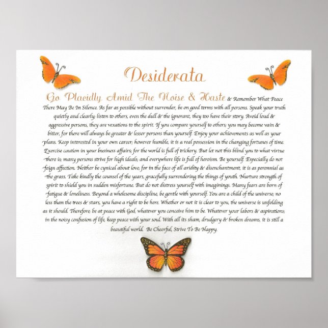 Póster El poema de Desiderata de Max Ehrmann (Frente)
