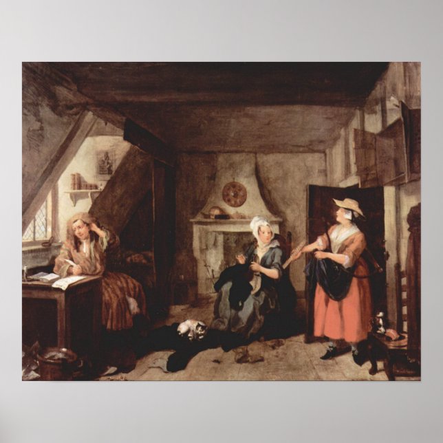Póster El poeta angustiado (Hogarth 1736) (Frente)