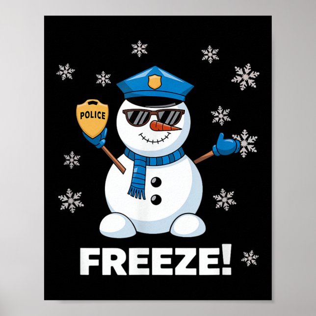 Póster El policía Snowman congela a los Navidades Fiesta  (Frente)