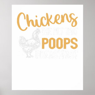 Póster El pollo el animal de compañía que caga el desayun