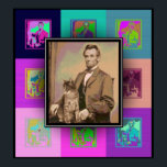 Póster El Pop Art Abraham Lincoln y su gato "Dixie"<br><div class="desc">A Lincoln le encantaban los gatos. "Dixie es más inteligente que todo mi gabinete",  dijo. "¡Y además,  ella no contesta!" Para ir con la colorida personalidad de Lincoln hemos agregado un motivo de Pop Art al retrato.</div>