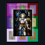 Póster El Pop Art Saint Joan de Arco 2<br><div class="desc">Un retrato de vidrio teñido del joven chica está rodeado de pequeños ecos de arte pop</div>