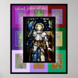 Póster El Pop Art Saint Joan de Arco 2<br><div class="desc">Un retrato de vidrio teñido del joven chica está rodeado de pequeños ecos de arte pop</div>