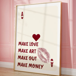 Póster El Poster Ace of Hearts hace que el amor haga la t