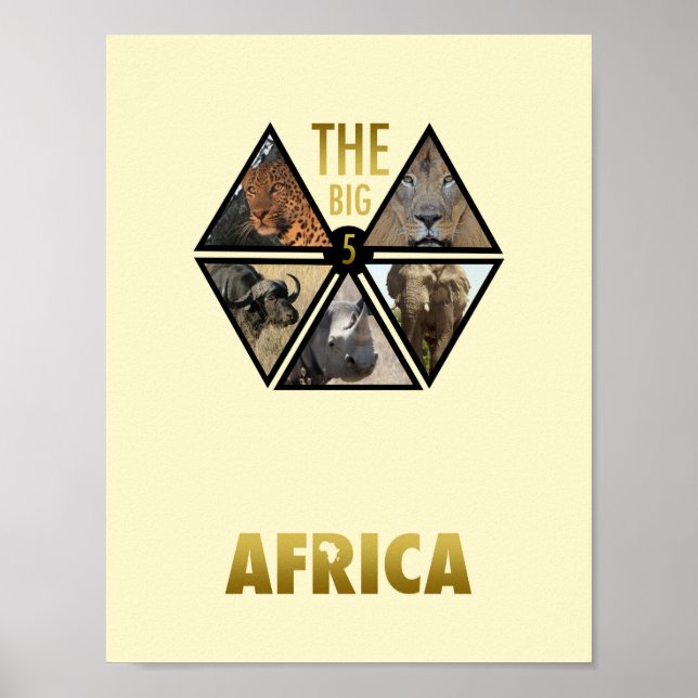 Póster El Poster Big 5 Africa de 11" x 8,5" (Frente)