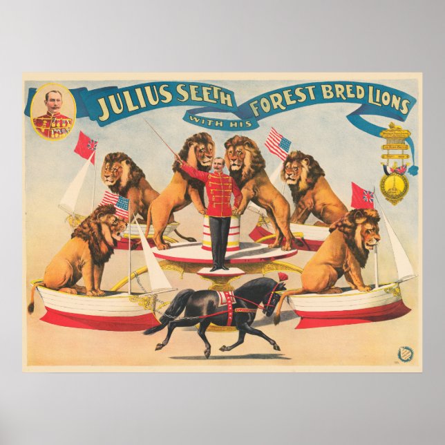 Póster El Poster Circo De Julius Ve Con Sus Leones (Frente)