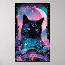 El Poster de brujería de la tarjeta de gato negro 
