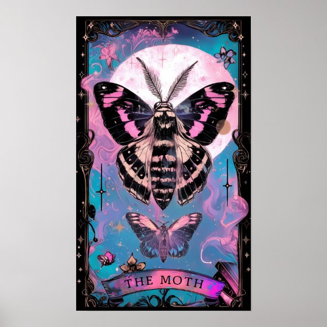 Póster El Poster de brujería de la tarjeta Moth Tarot (Frente)