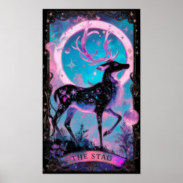 Póster El Poster de brujería de la tarjeta Stag Tarot
