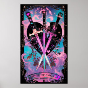 Póster El Poster de brujería de la tarjeta Tarot con tres