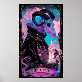 Póster El Poster de brujería de la tarjeta Tarot del diab